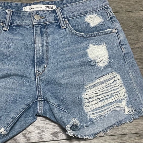 Lovers + Friends Cut Off Denim Distressed Shorts 5" inseam Cotton Sz 29 - Picture 4 of 8